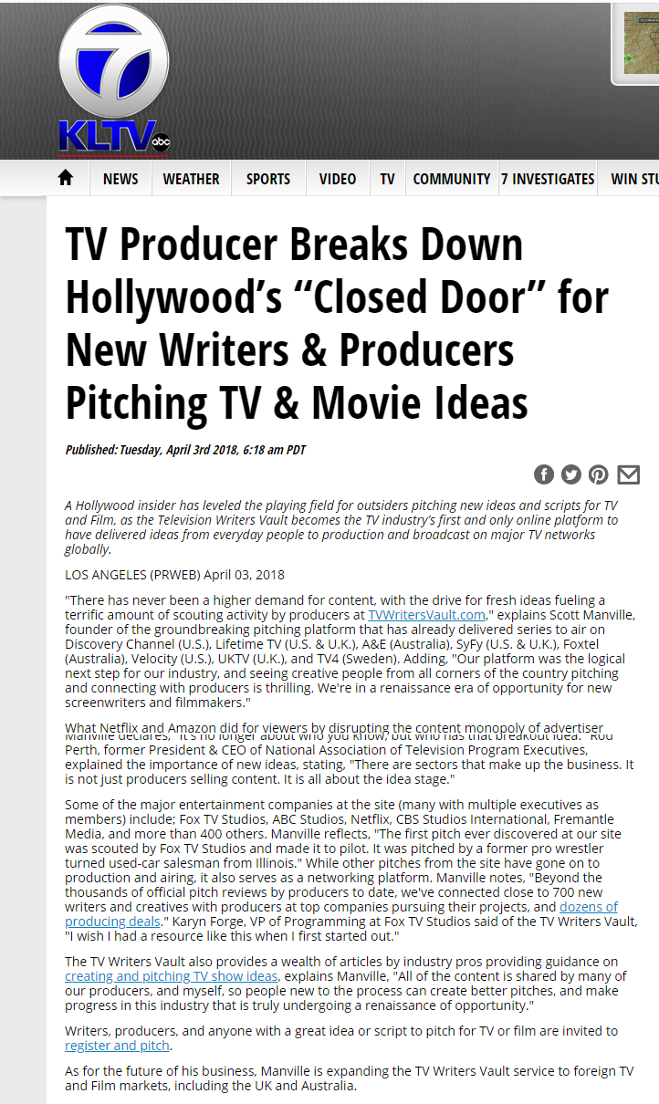 tv writers vault in the news - tv producer breaks down hollywoods